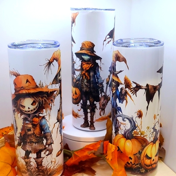Scarecrow 3 Set Different Styles Of Fall Stainless Steel Skinny Tumblers NWT - Picture 3 of 8